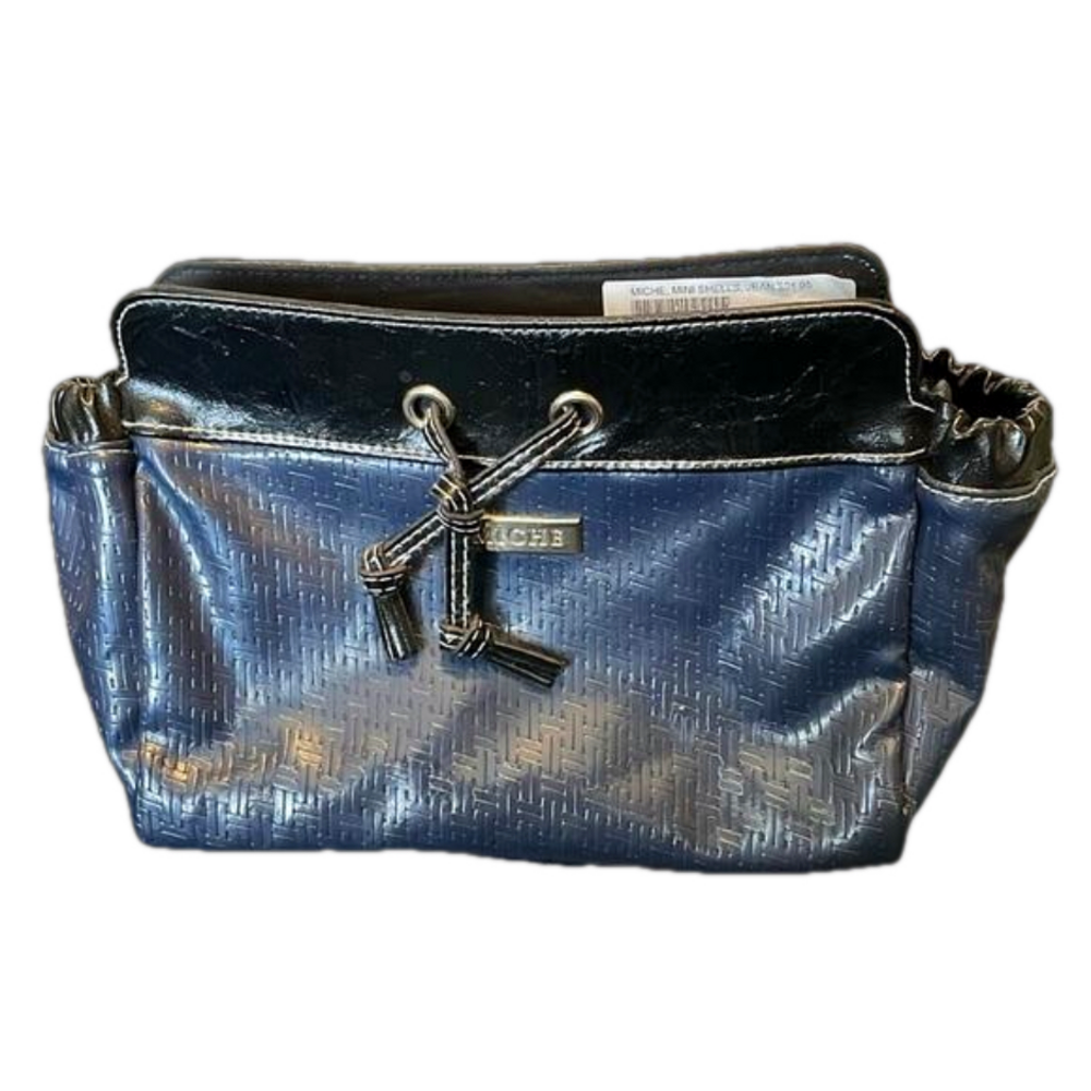 MICHE JEAN Faux Leather High Gloss Shell, Navy Blue